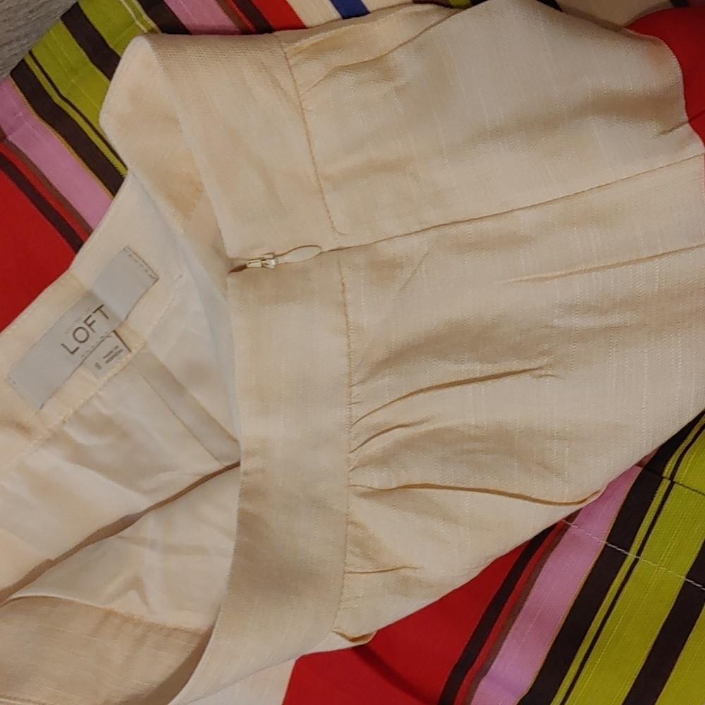 LOFT Sz 8 pleated mini skirt. Cream with vibrant multi-color stripes. Lined, Y2K - Picture 5 of 7